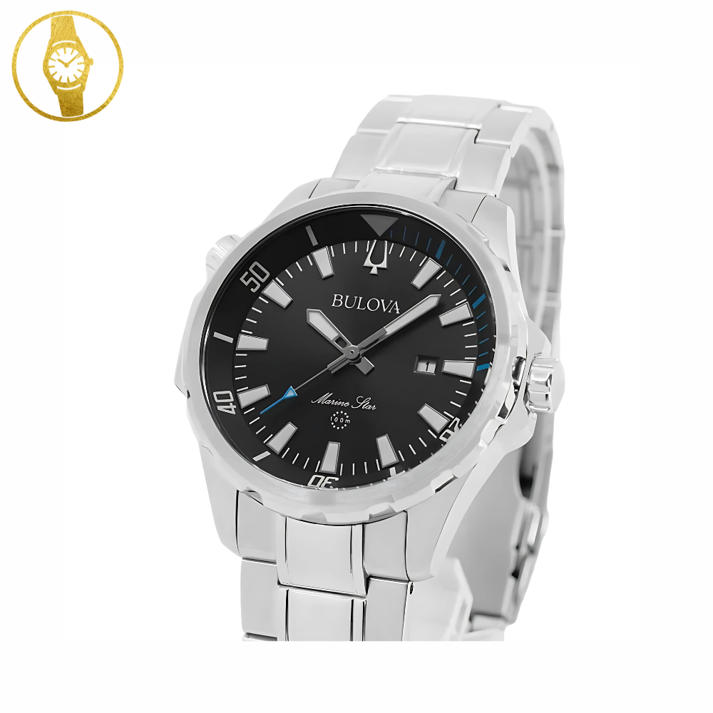 BULOVA Marine Star black sports watch with internal rotating bezel - 1stMobile.UK