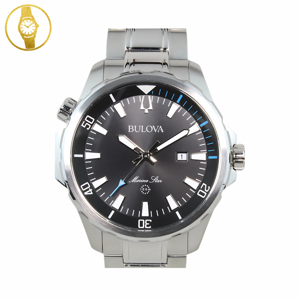 BULOVA Marine Star black sports watch with internal rotating bezel - 1stMobile.UK