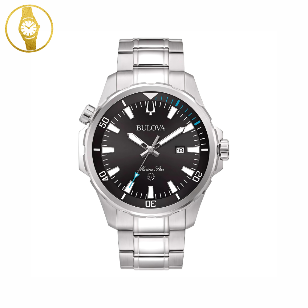 BULOVA Marine Star black sports watch with internal rotating bezel - 1stMobile.UK