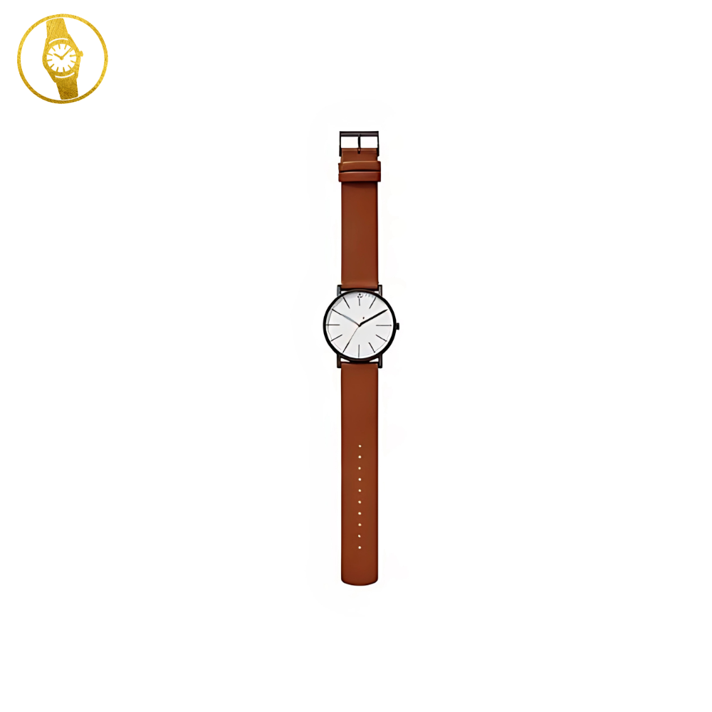 SKAGEN Signatur Mens White Minimalist Style watch, Brown Leather - 1stMobile.UK