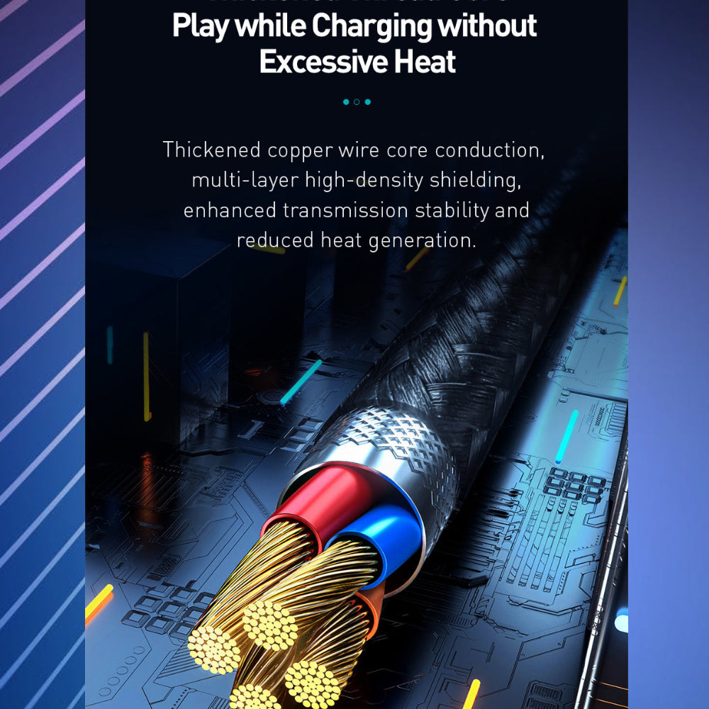 Tough 40w Fast Charge Compatible USB-C Cable with Colour Changing LED & 90 degree plug - 1stMobile.UK