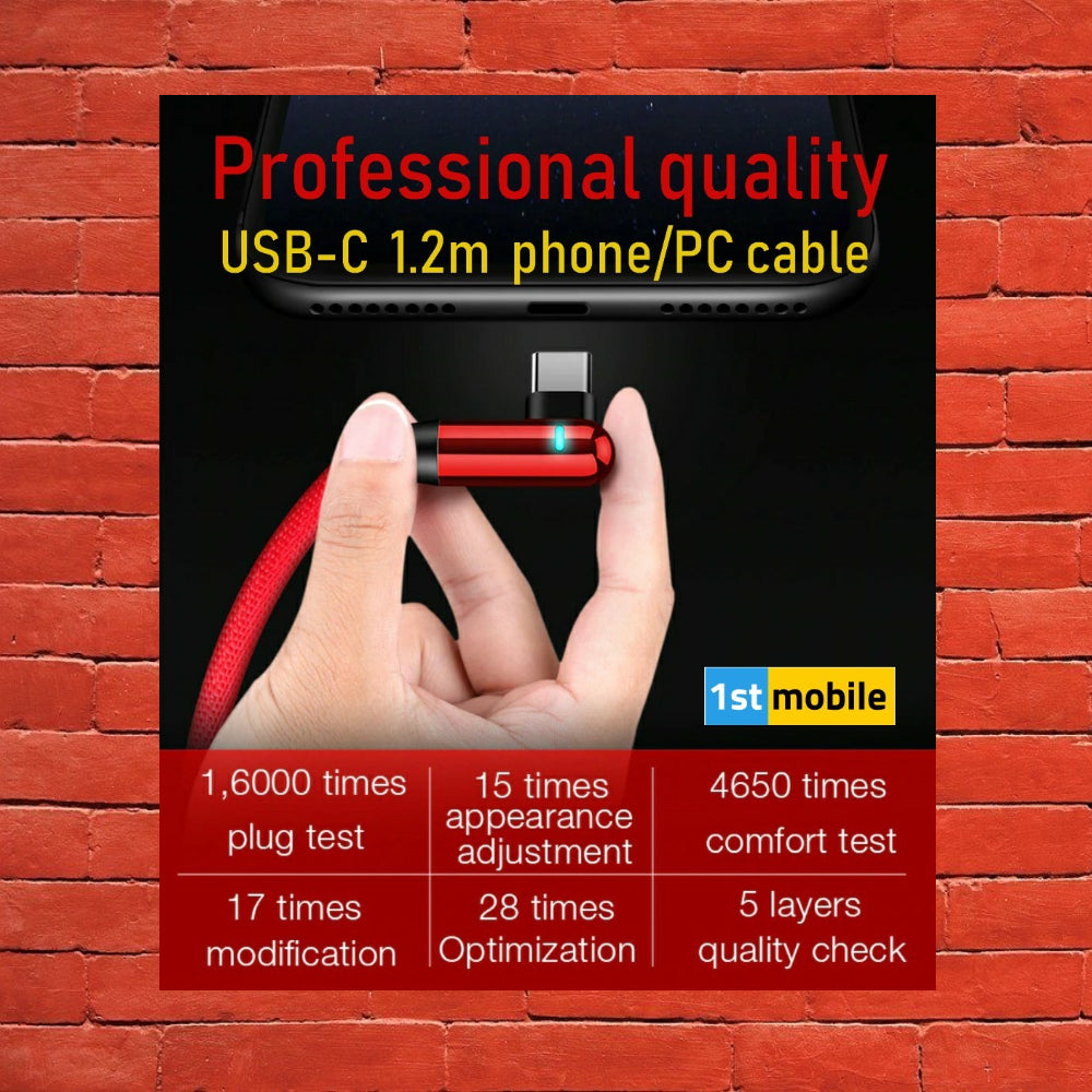USB Cable for USB-C Phones and Devices, 1.2m Cafele Pro Quality - 1stMobile.UK