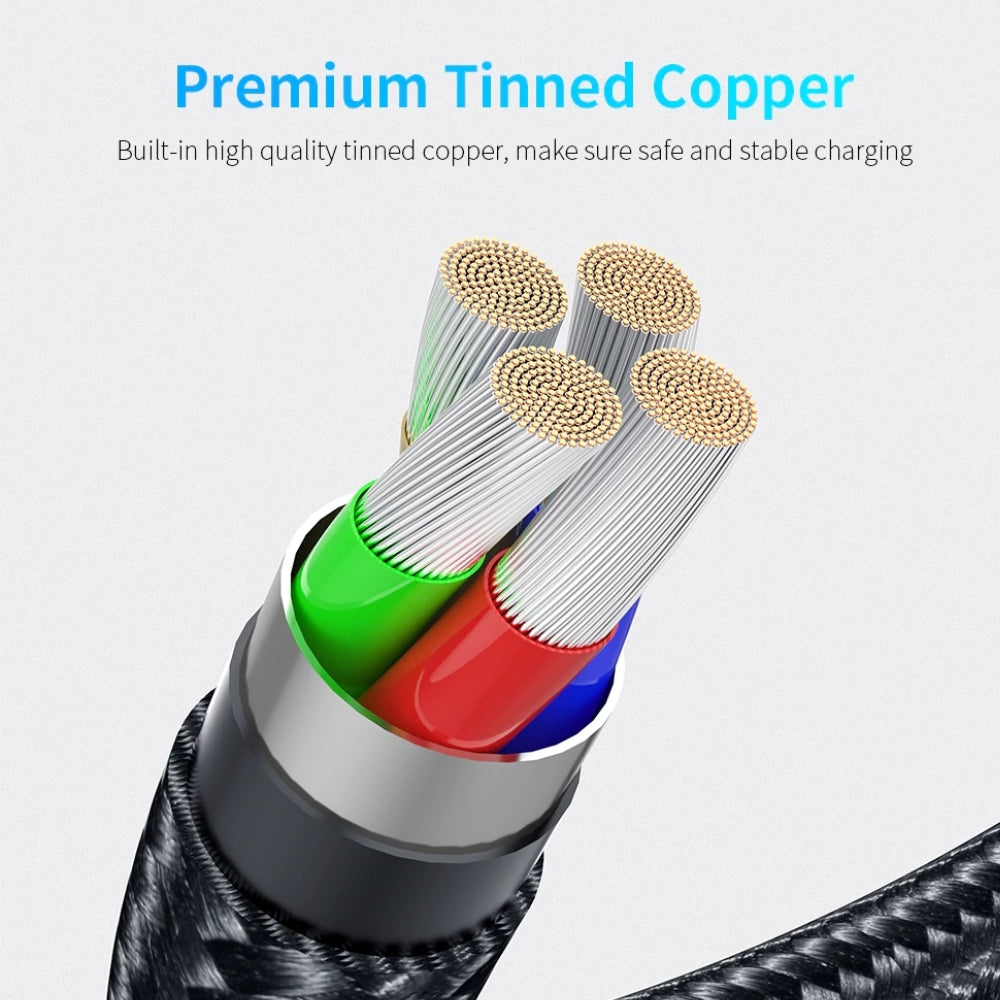 USB-C premium strength cable with colour changing LED, 1 or 2 metre - 1stMobile.UK