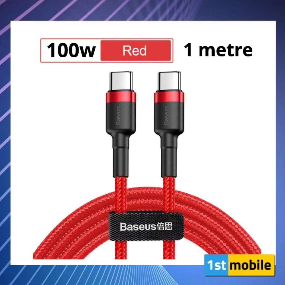 USB Type C to Type C cable for fast charging up to 100w. 1 or 2 metre - 1stMobile.UK