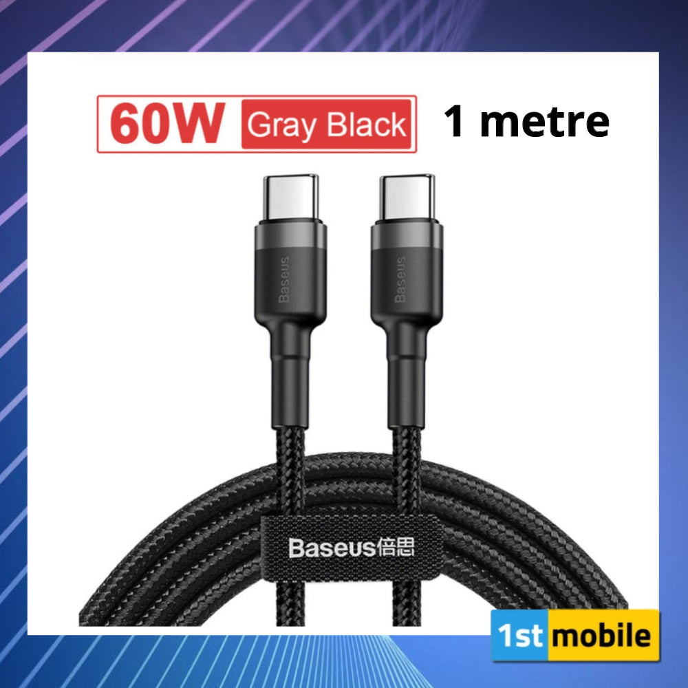 USB Type C to Type C cable for fast charging up to 100w. 1 or 2 metre - 1stMobile.UK