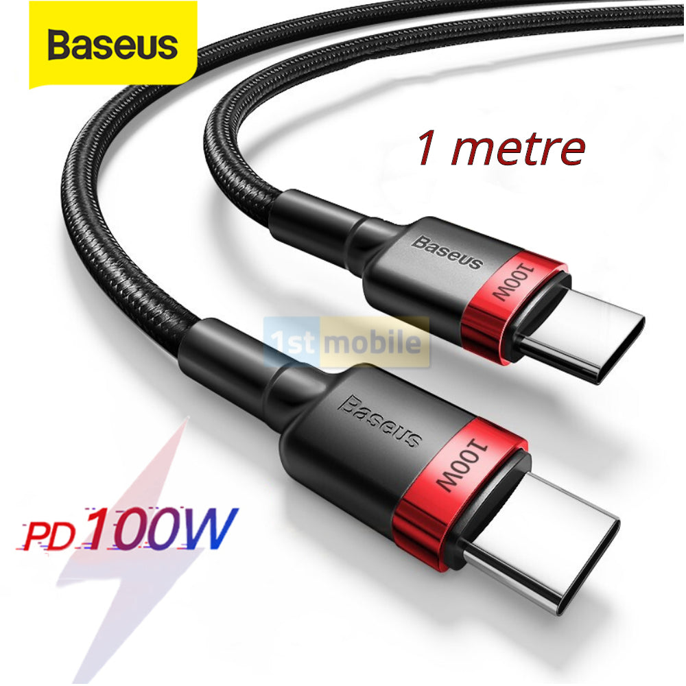 USB Type C to Type C cable for fast charging up to 100w. 1 or 2 metre - 1stMobile.UK