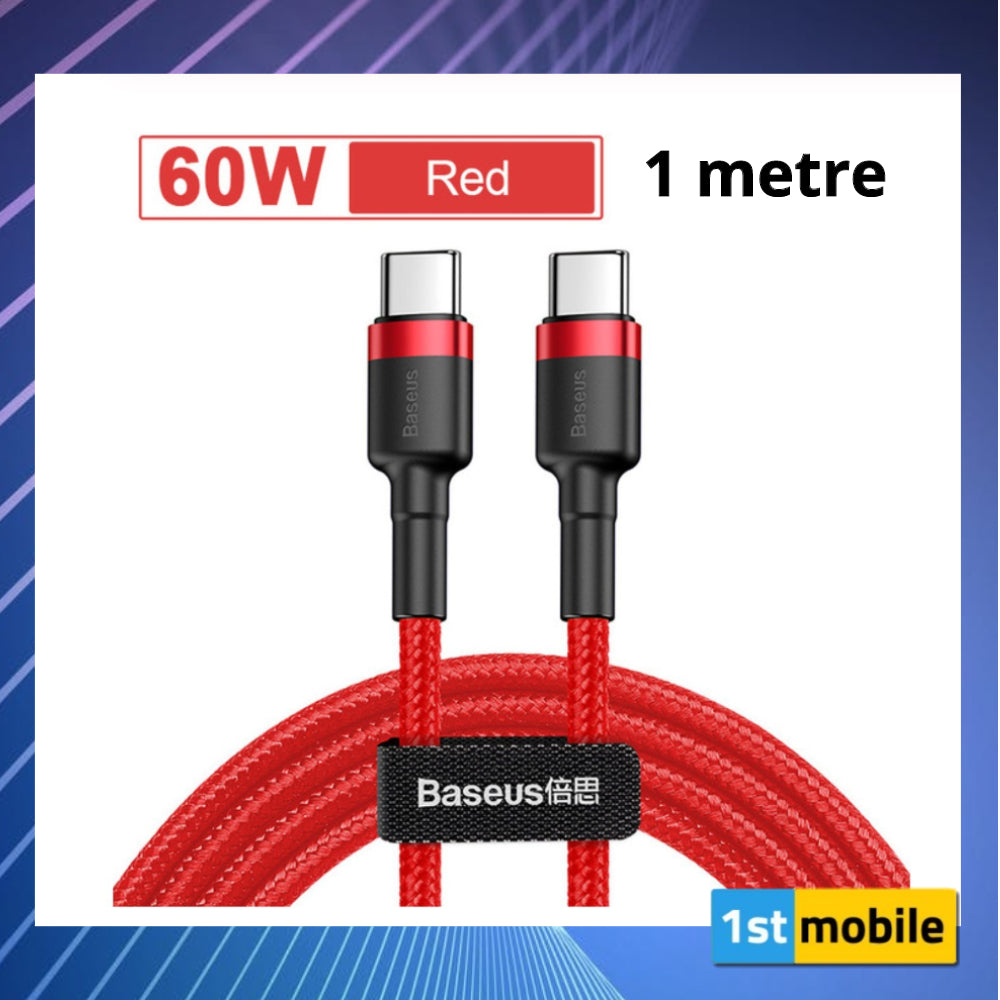 USB Type C to Type C cable for fast charging up to 100w. 1 or 2 metre - 1stMobile.UK