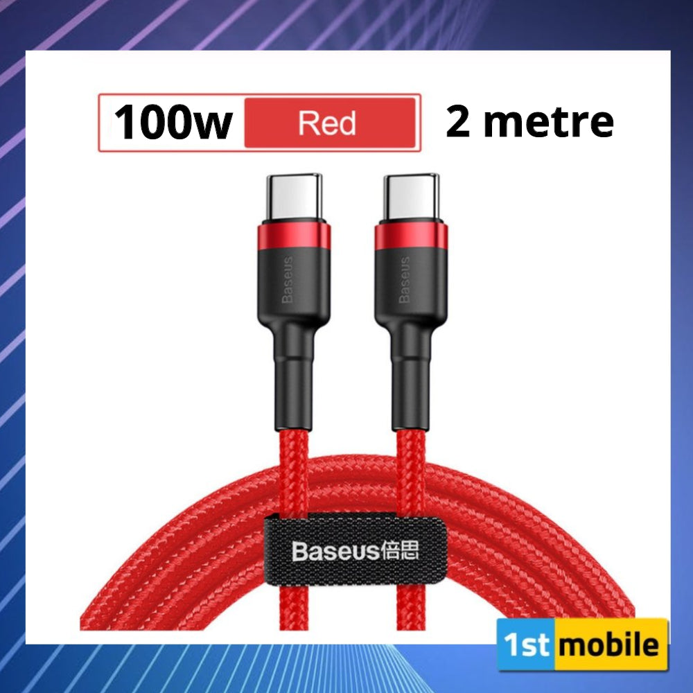 USB Type C to Type C cable for fast charging up to 100w. 1 or 2 metre - 1stMobile.UK