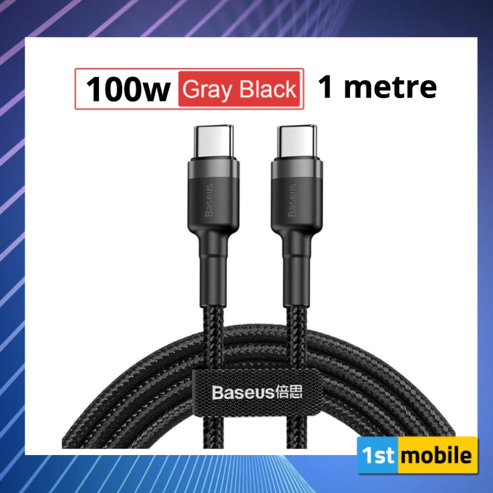 USB Type C to Type C cable for fast charging up to 100w. 1 or 2 metre - 1stMobile.UK