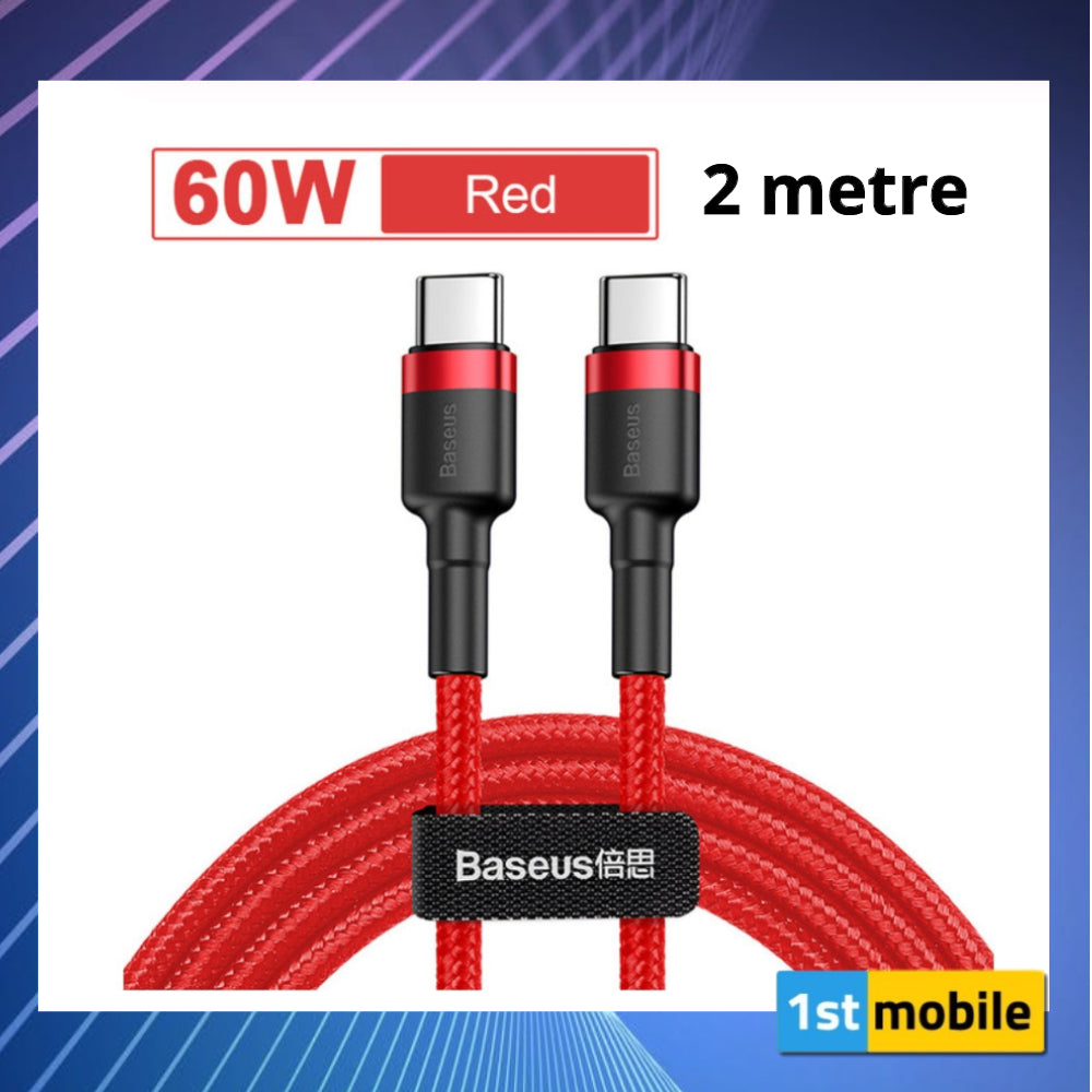 USB Type C to Type C cable for fast charging up to 100w. 1 or 2 metre - 1stMobile.UK