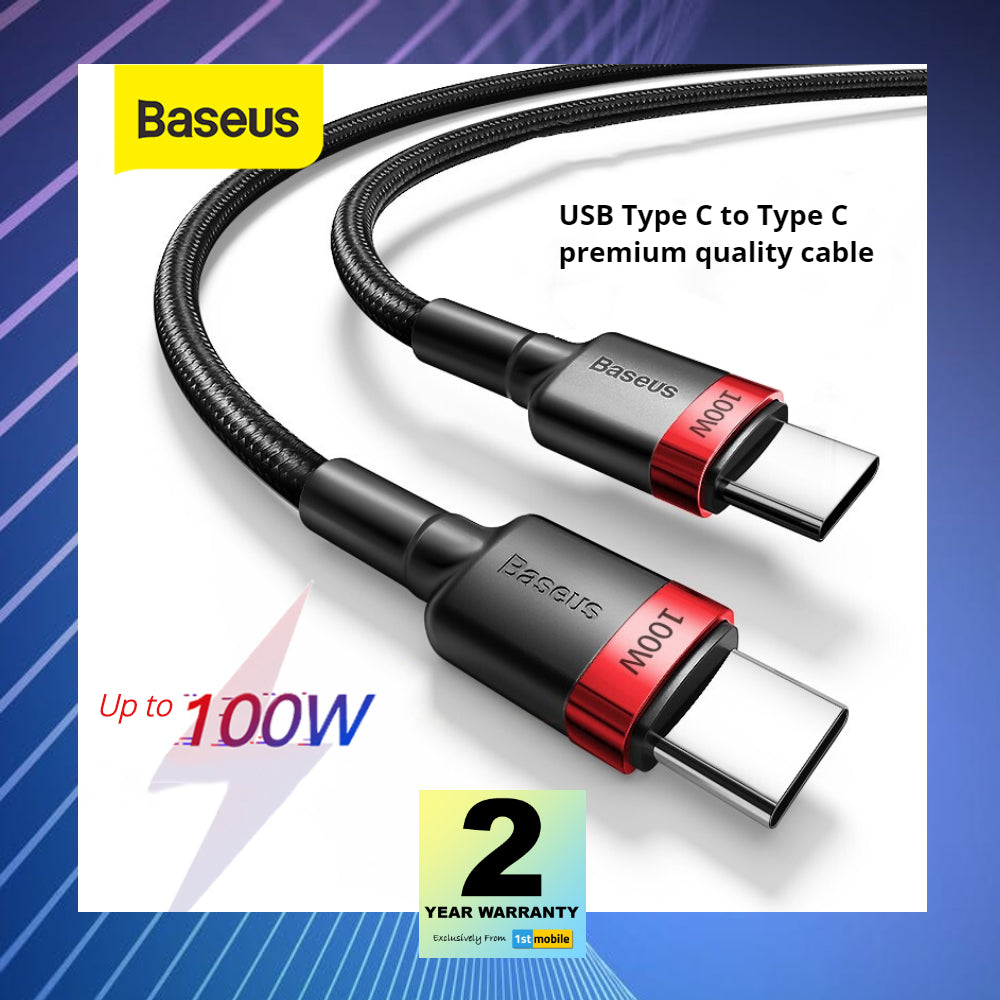 USB Type C to Type C cable for fast charging up to 100w. 1 or 2 metre - 1stMobile.UK