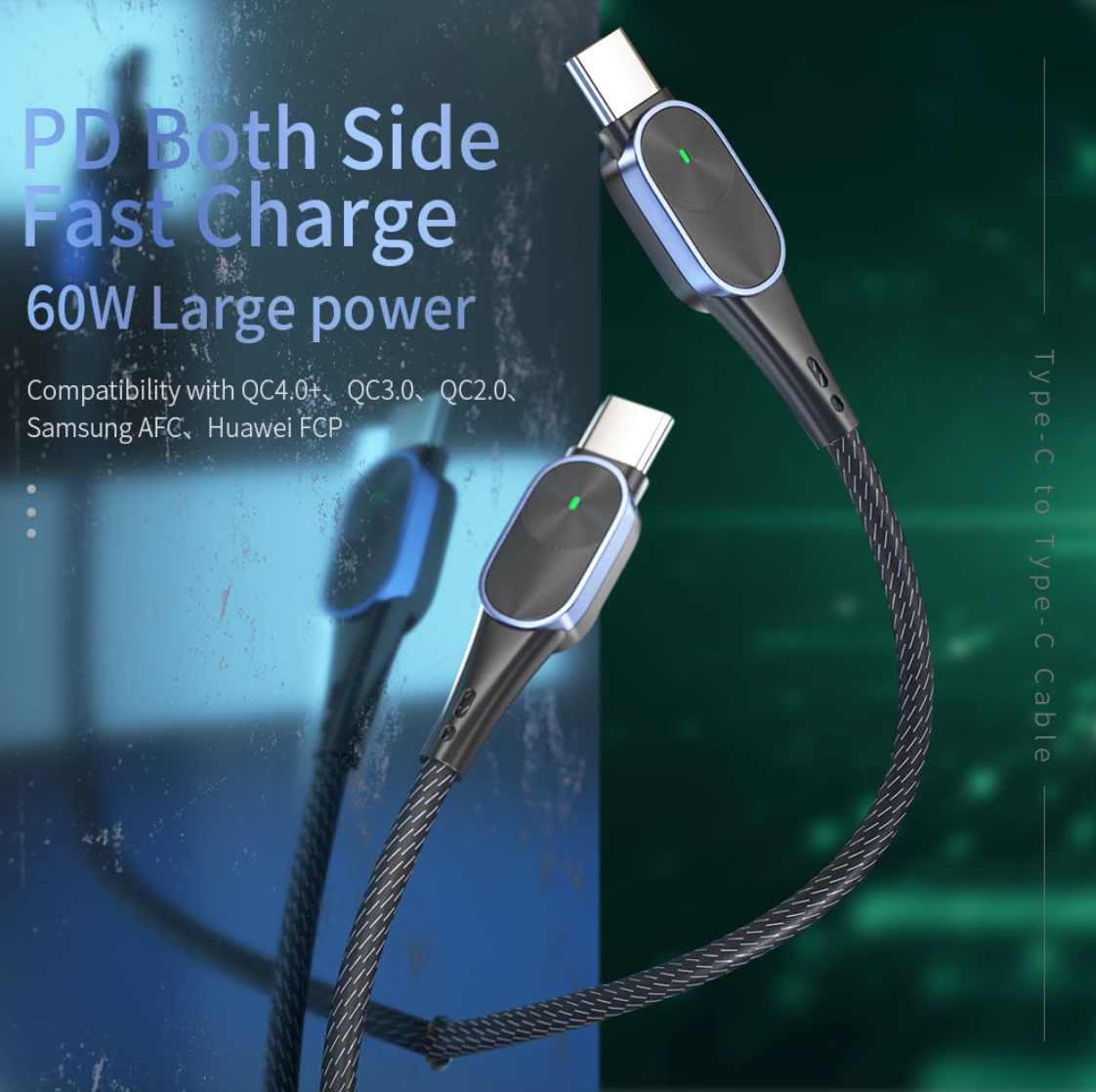 USB Type C to Type C extra strong cable for fast charging up to 60w. 1 or 2 metre - 1stMobile.UK