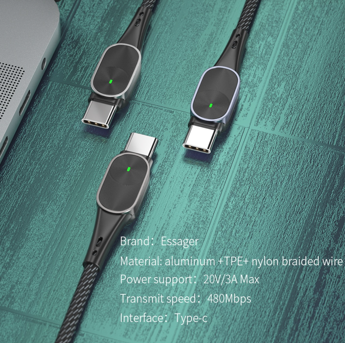 USB Type C to Type C extra strong cable for fast charging up to 60w. 1 or 2 metre - 1stMobile.UK