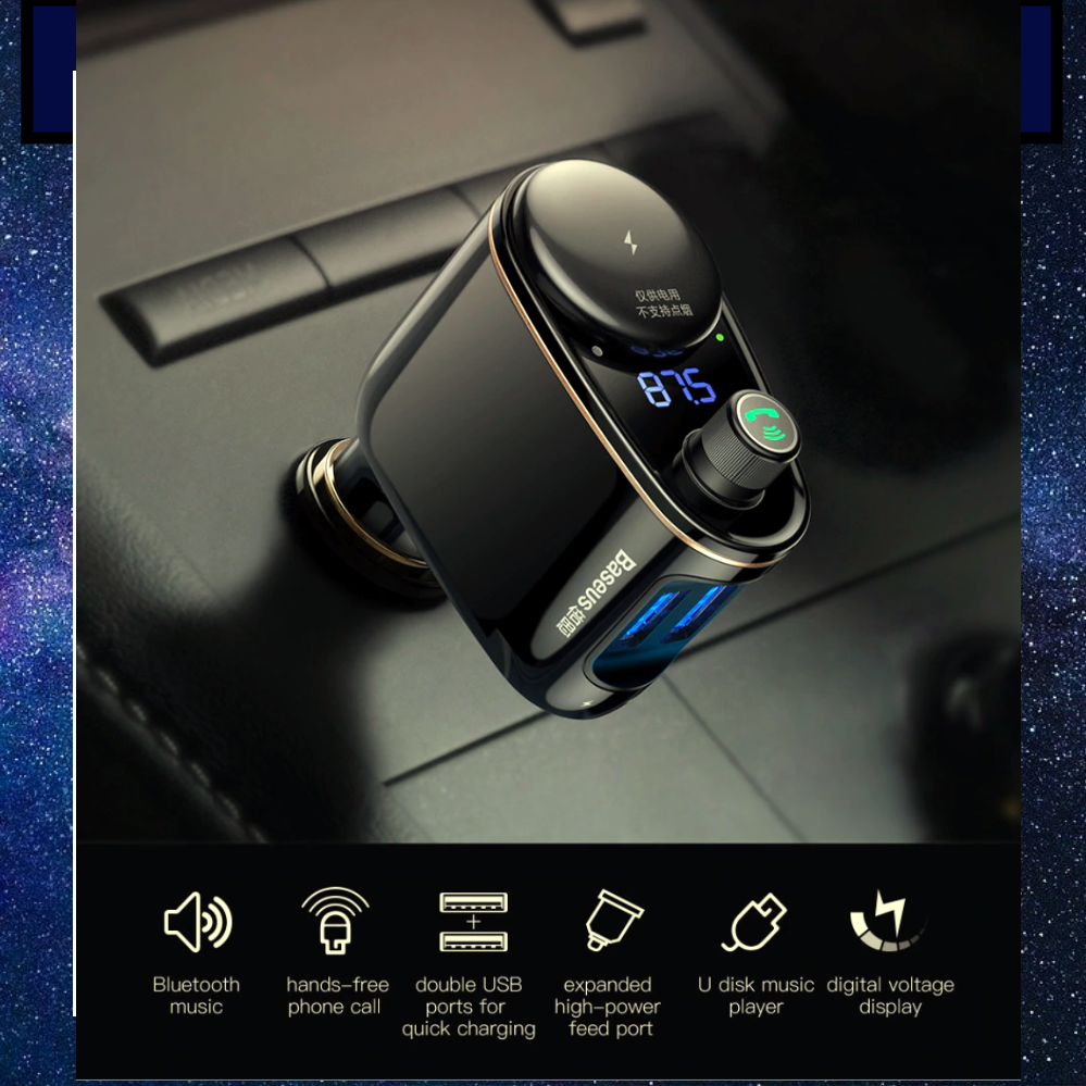 BASEUS Dual USB In-Car Charger/Bluetooth/FM Transmiter/Handsfree/Music Player - 1stMobile.UK