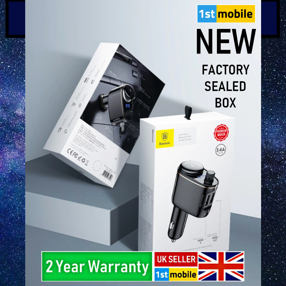 BASEUS Dual USB In-Car Charger/Bluetooth/FM Transmiter/Handsfree/Music Player - 1stMobile.UK