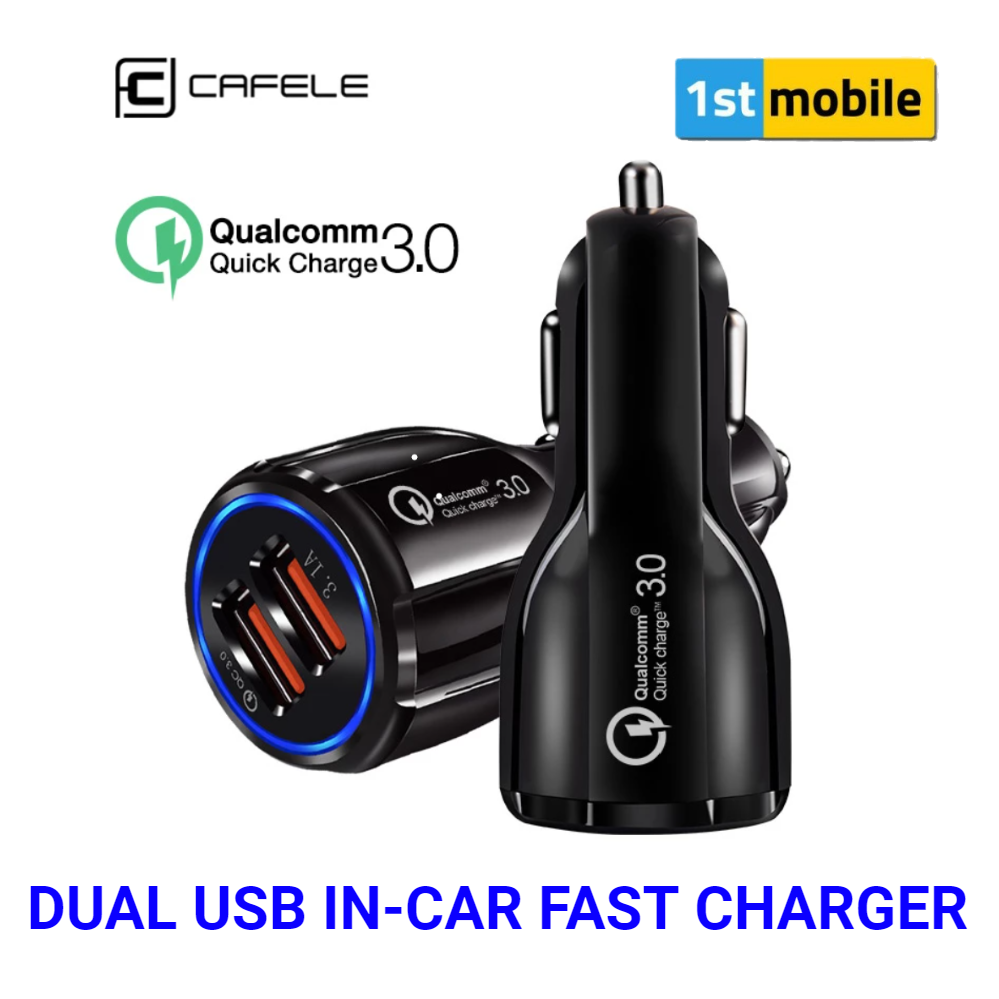 Dual USB in-Car 30w Fast Charger, Charge up to 2 devices in your car - 1stMobile.UK