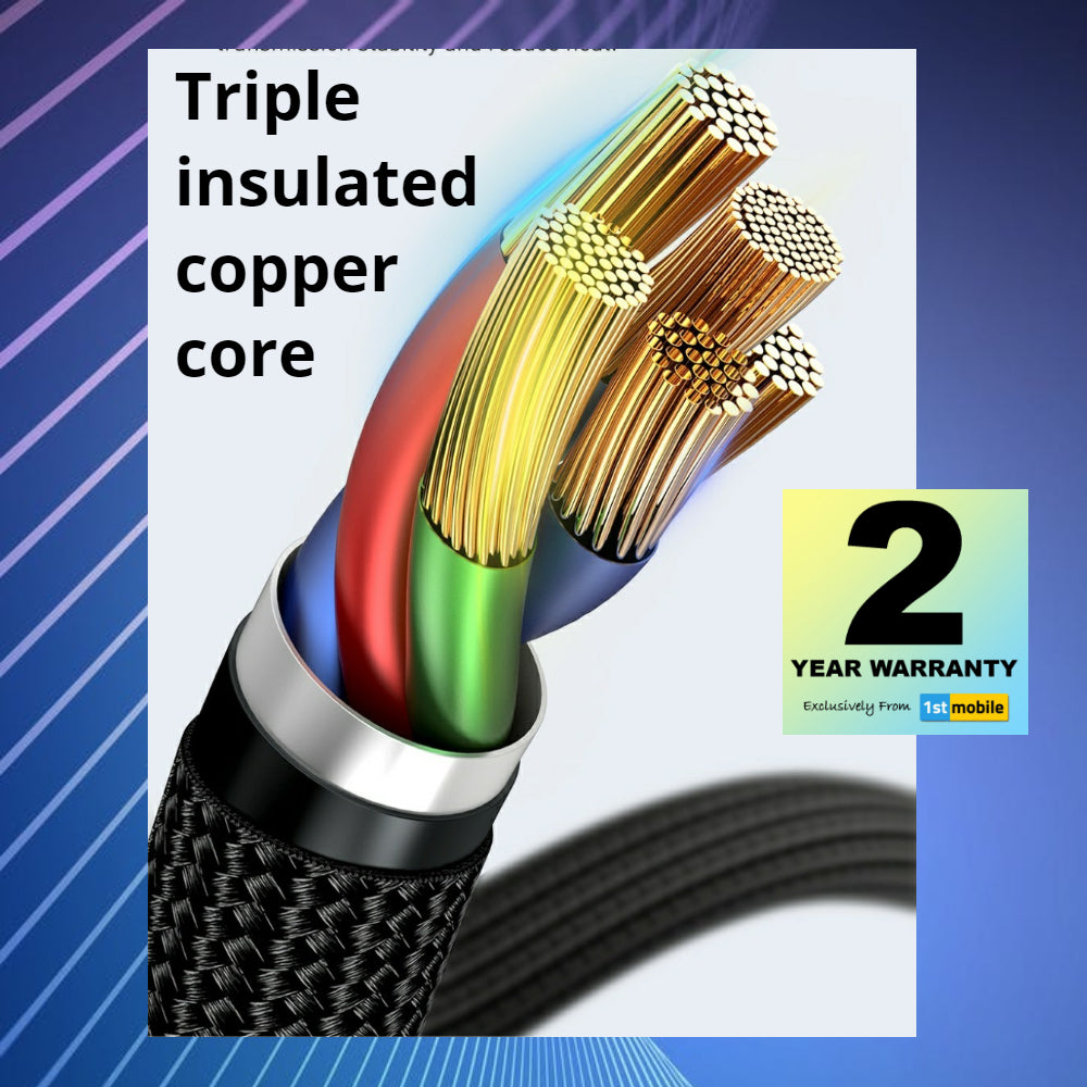 USB Type C to Type C cable for fast charging up to 100w. 1 or 2 metre - 1stMobile.UK