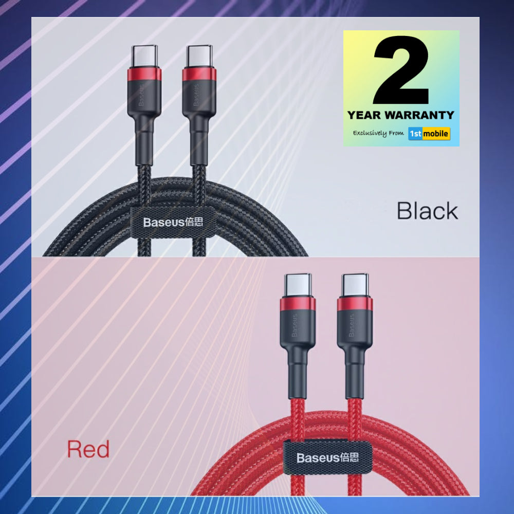 USB Type C to Type C cable for fast charging up to 100w. 1 or 2 metre - 1stMobile.UK