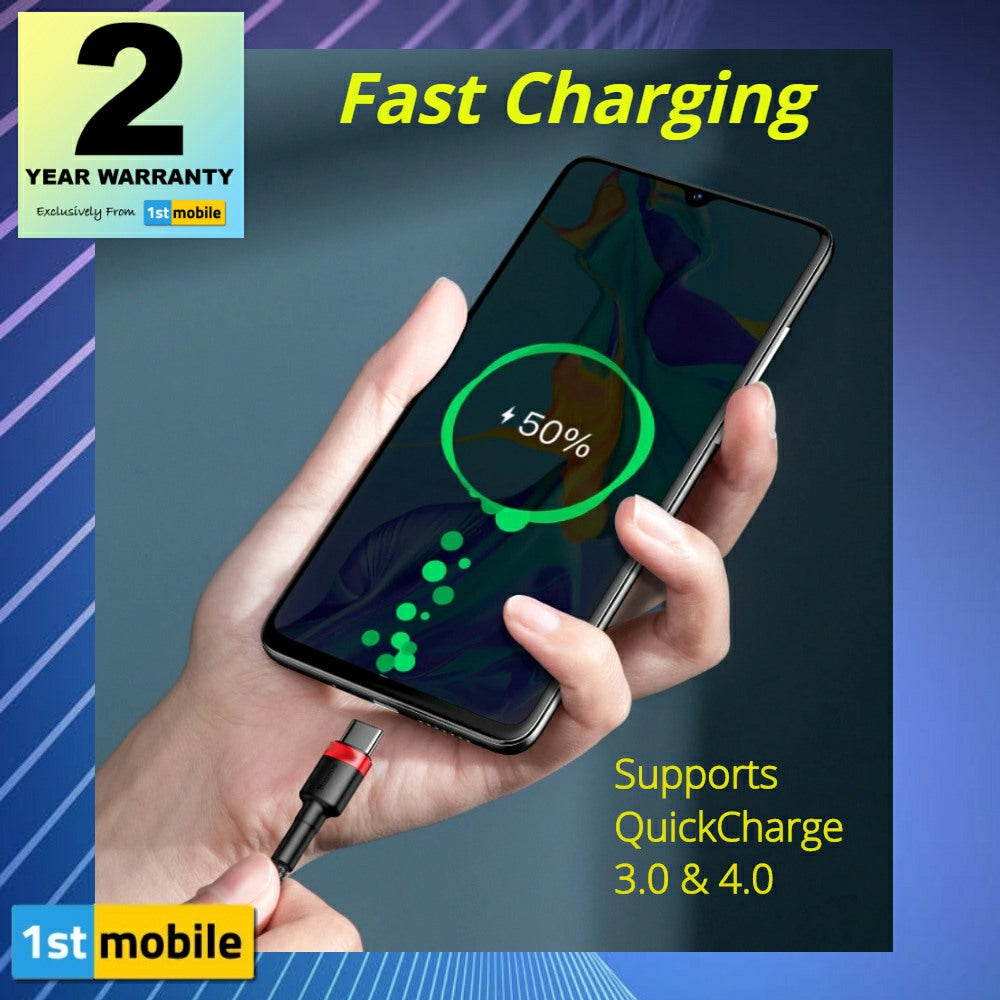 USB Type C to Type C cable for fast charging up to 100w. 1 or 2 metre - 1stMobile.UK