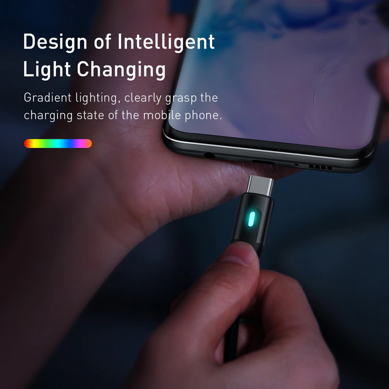 USB-C premium strength cable with colour changing LED, 1 or 2 metre - 1stMobile.UK