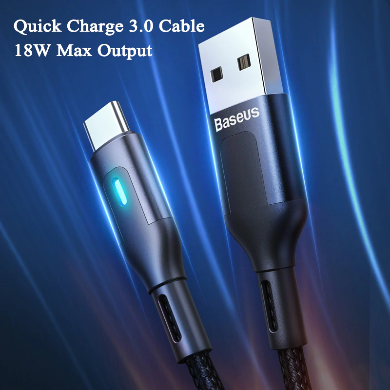 USB-C premium strength cable with colour changing LED, 1 or 2 metre