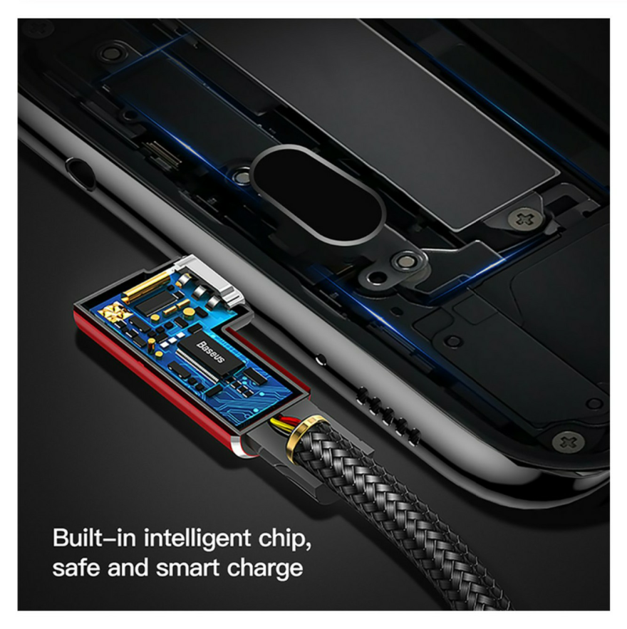 BASEUS Tough microUSB cable, Right Angle plug, Reversible Cable - 1stMobile.UK