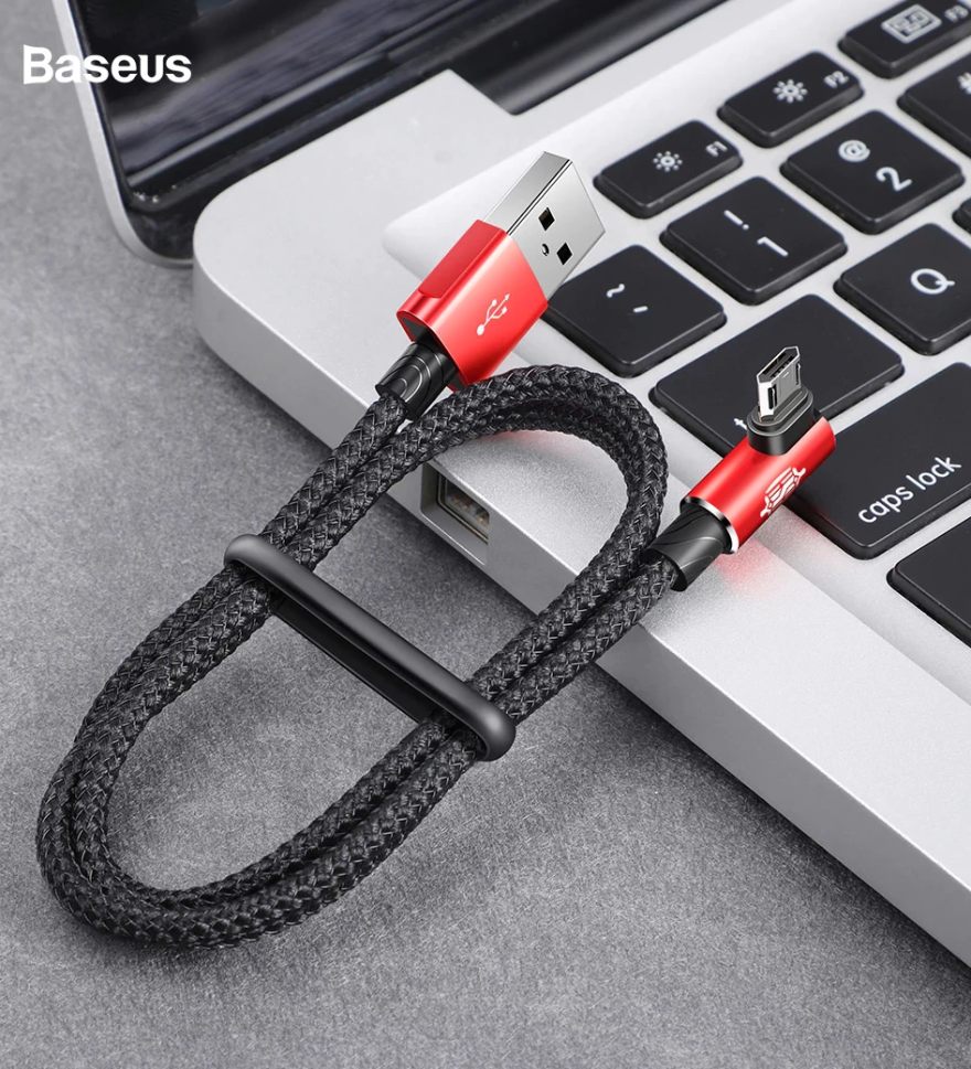BASEUS Tough microUSB cable, Right Angle plug, Reversible Cable - 1stMobile.UK