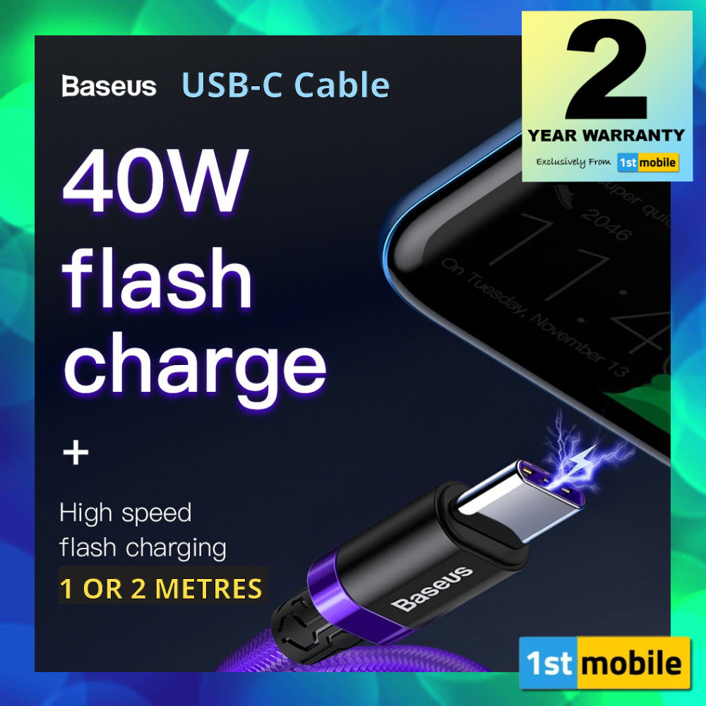 Premium Tough Braided USB-C Cable, 40W USB-C. 1 or 2 metres - 1stMobile.UK