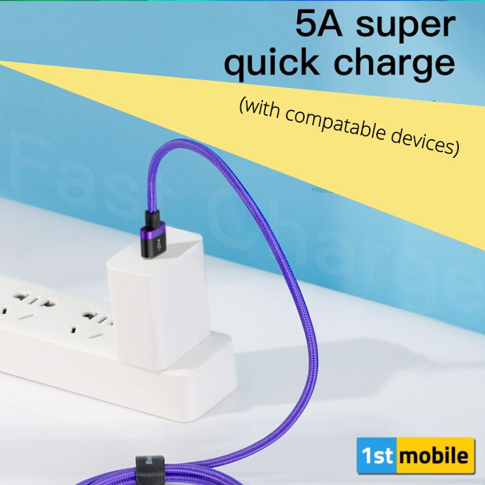 Premium Tough Braided USB-C Cable, 40W USB-C. 1 or 2 metres - 1stMobile.UK