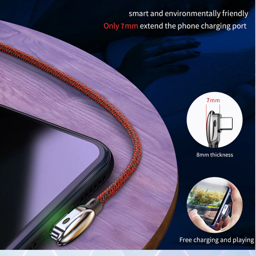 USB Cable for USB Type C Phones and Tablets. Up to 10w Fast Charging, Right Angled plug - 1stMobile.UK