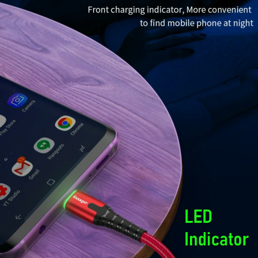 ESSAGER Premium 2 metre USB-C LED Cable - 1stMobile.UK