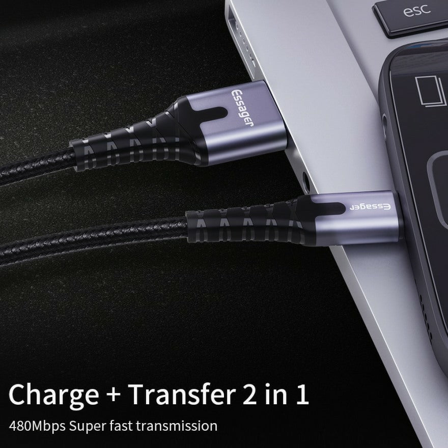 ESSAGER Premium 2 metre USB-C LED Cable - 1stMobile.UK