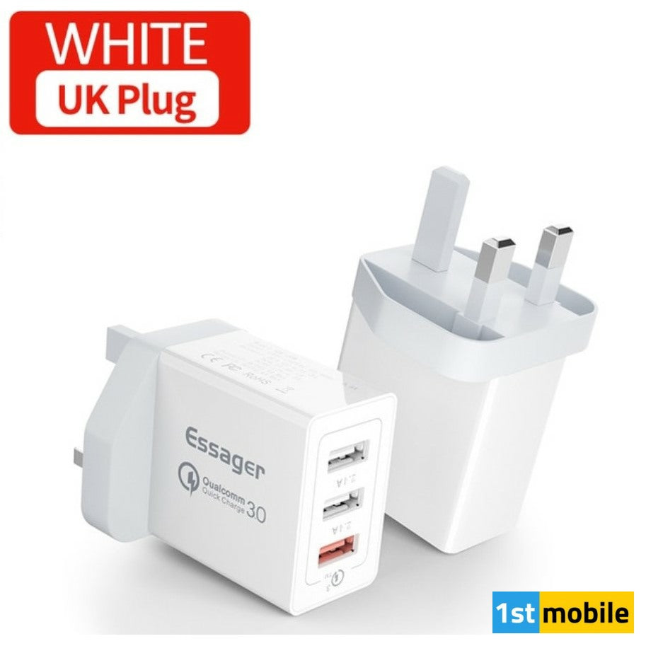 ESSAGER 3 Port USB Charger with Qualcomm 3.0 QuickCharge - 1stMobile.UK