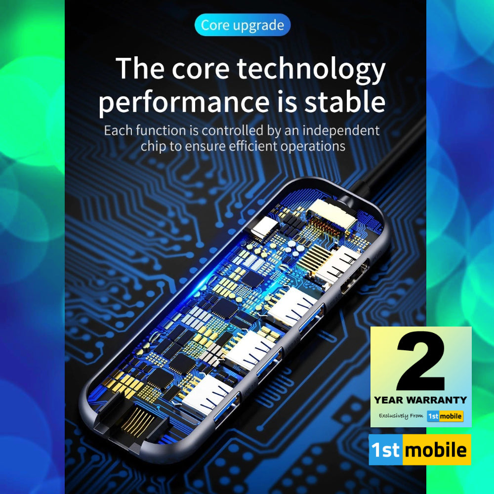 USB 5 Port Hub with 4 x USB 2.0 Ports and 1 MicroUSB powered port. - 1stMobile.UK