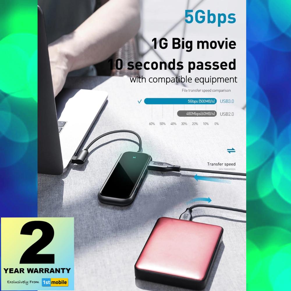 USB-C 4 Port Hub with 4 x USB3.0 Ports and 1 x USB-C powered port. - 1stMobile.UK