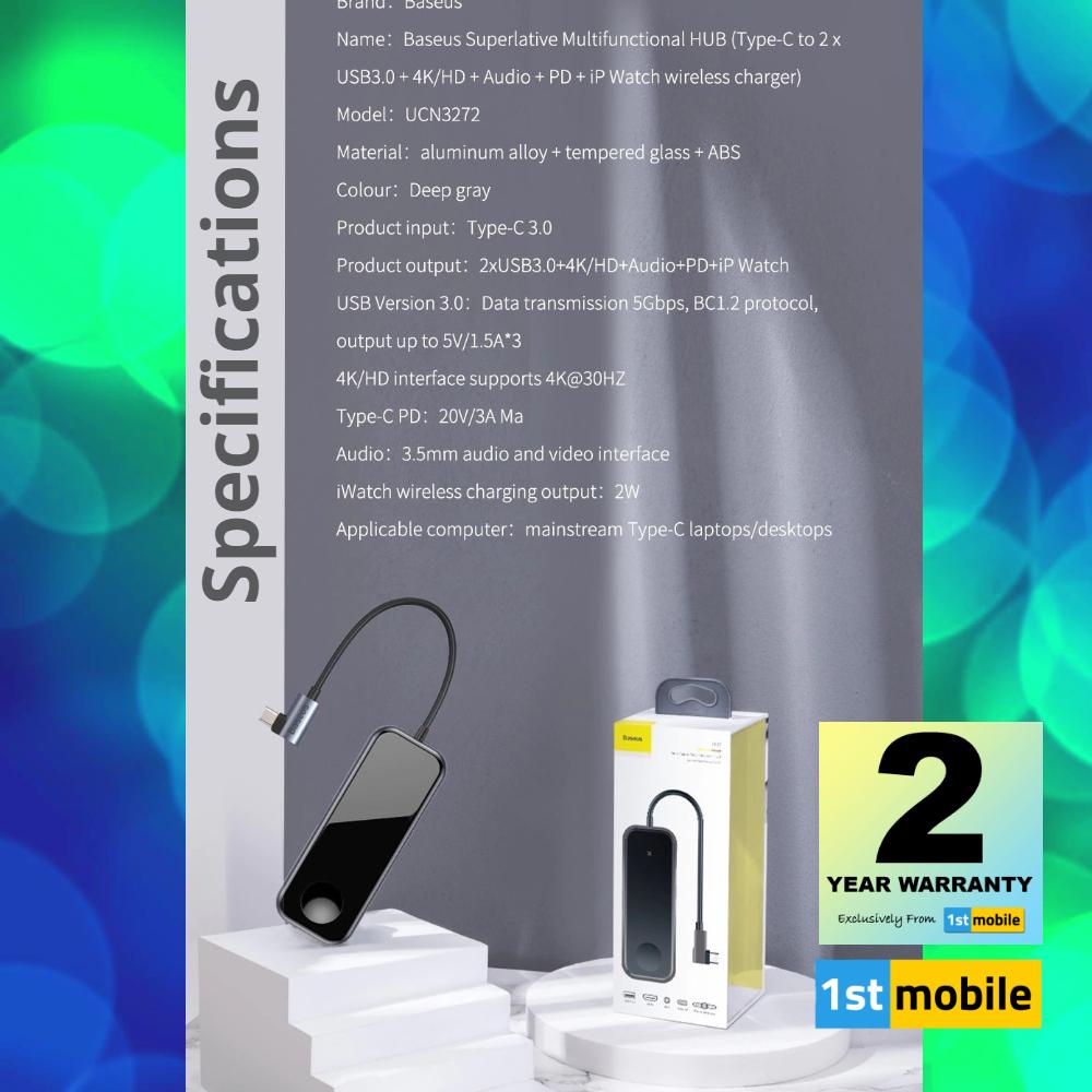 USB-C 4 Port Hub with 4 x USB3.0 Ports and 1 x USB-C powered port. - 1stMobile.UK