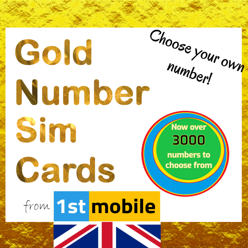 O2 Pay As You Go sim cards - CHOOSE YOUR OWN GOLD NUMBER - List S3