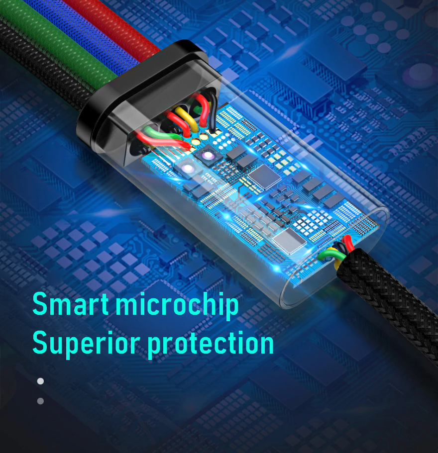 4 in 1 USB Cable for MicroUSB, USB-C, iPhone. 2 YEAR UK GUARANTEE - 1stMobile.UK