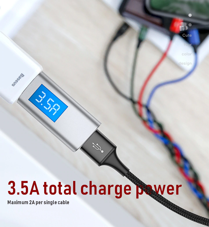 4 in 1 USB Cable for MicroUSB, USB-C, iPhone. 2 YEAR UK GUARANTEE - 1stMobile.UK