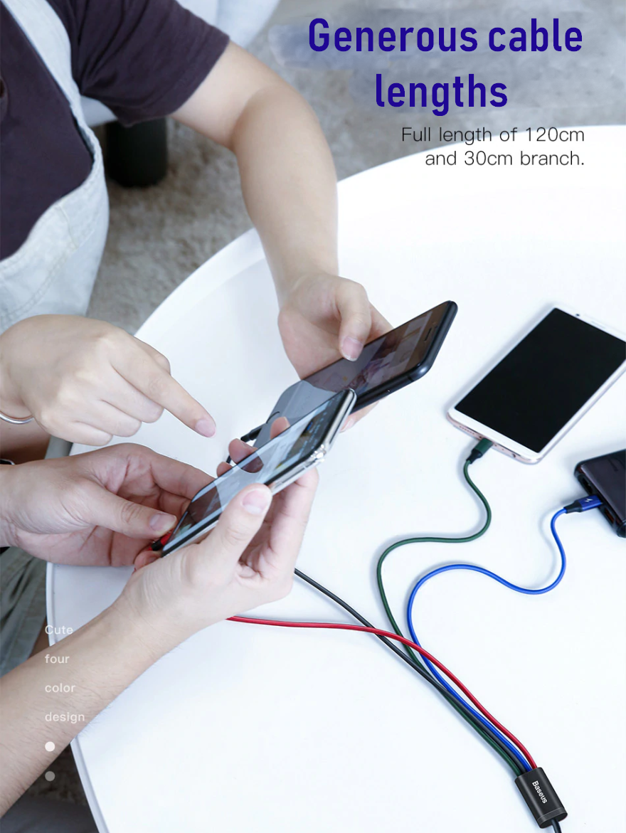 4 in 1 USB Cable for MicroUSB, USB-C, iPhone. 2 YEAR UK GUARANTEE - 1stMobile.UK