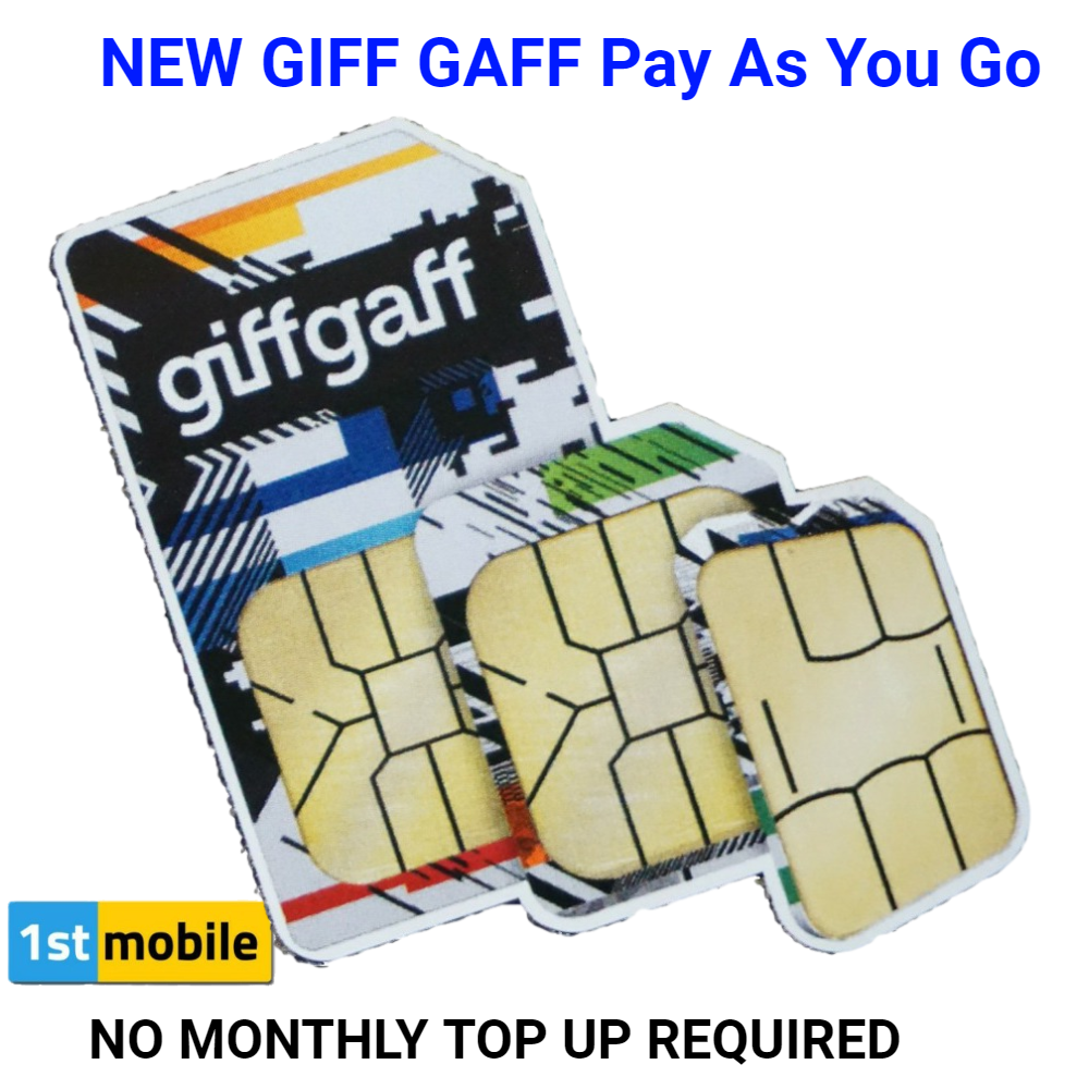 FREE GiffGaff UK NEW Pay As You Go Sim Cards, Now with 20GB for £10, plans from £6 - 1stMobile.UK