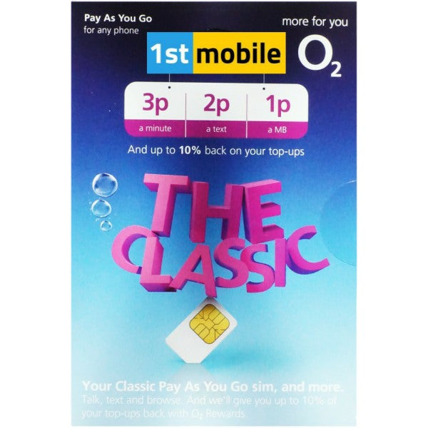 O2 Classic Pay As You Go sim cards - NO monthly top up - ALMOST GONE - 1stMobile.UK