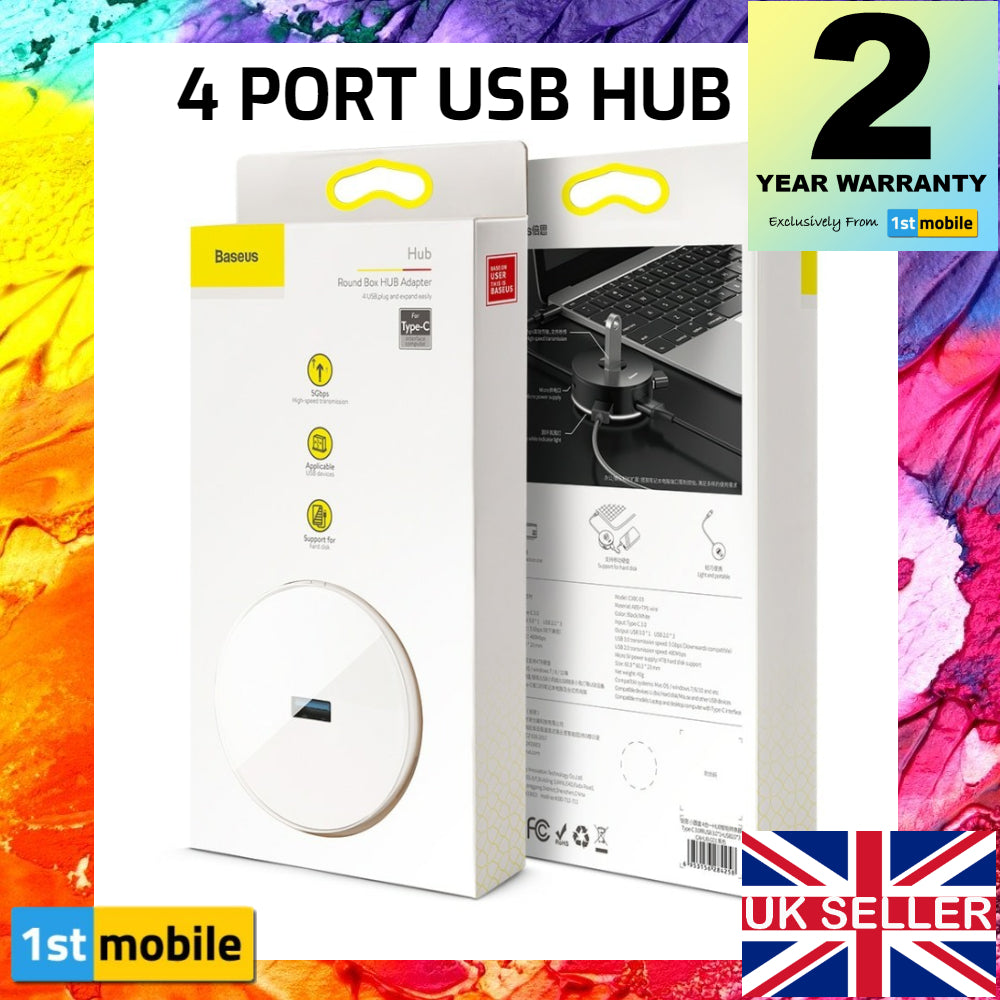 4 Port USB Hub with MicroUSB Powered Port - 1stMobile.UK