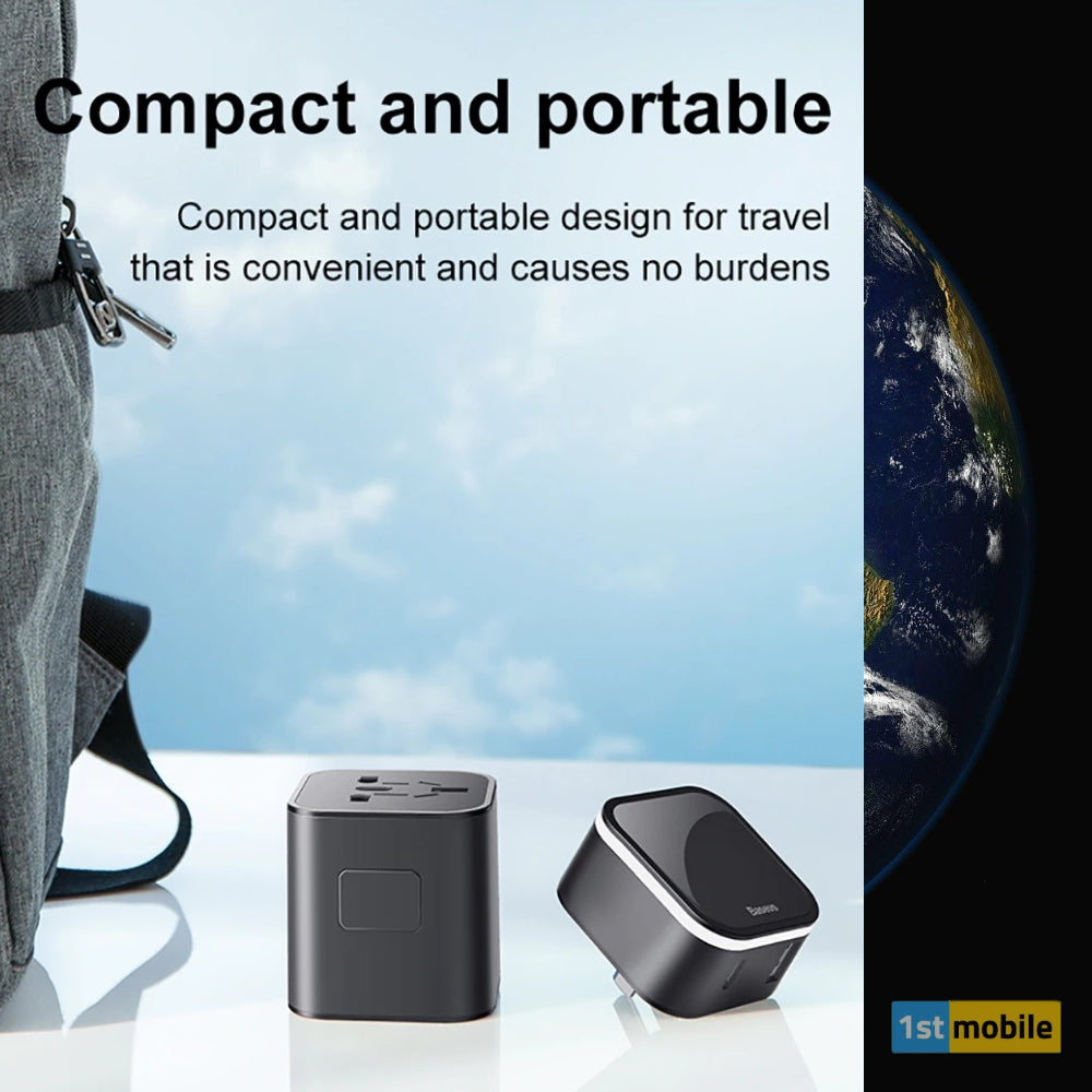 Dual Port USB & USB-C Travel Charger and Fused International Travel Adaptor UK-EU-USA-AUS - 1stMobile.UK