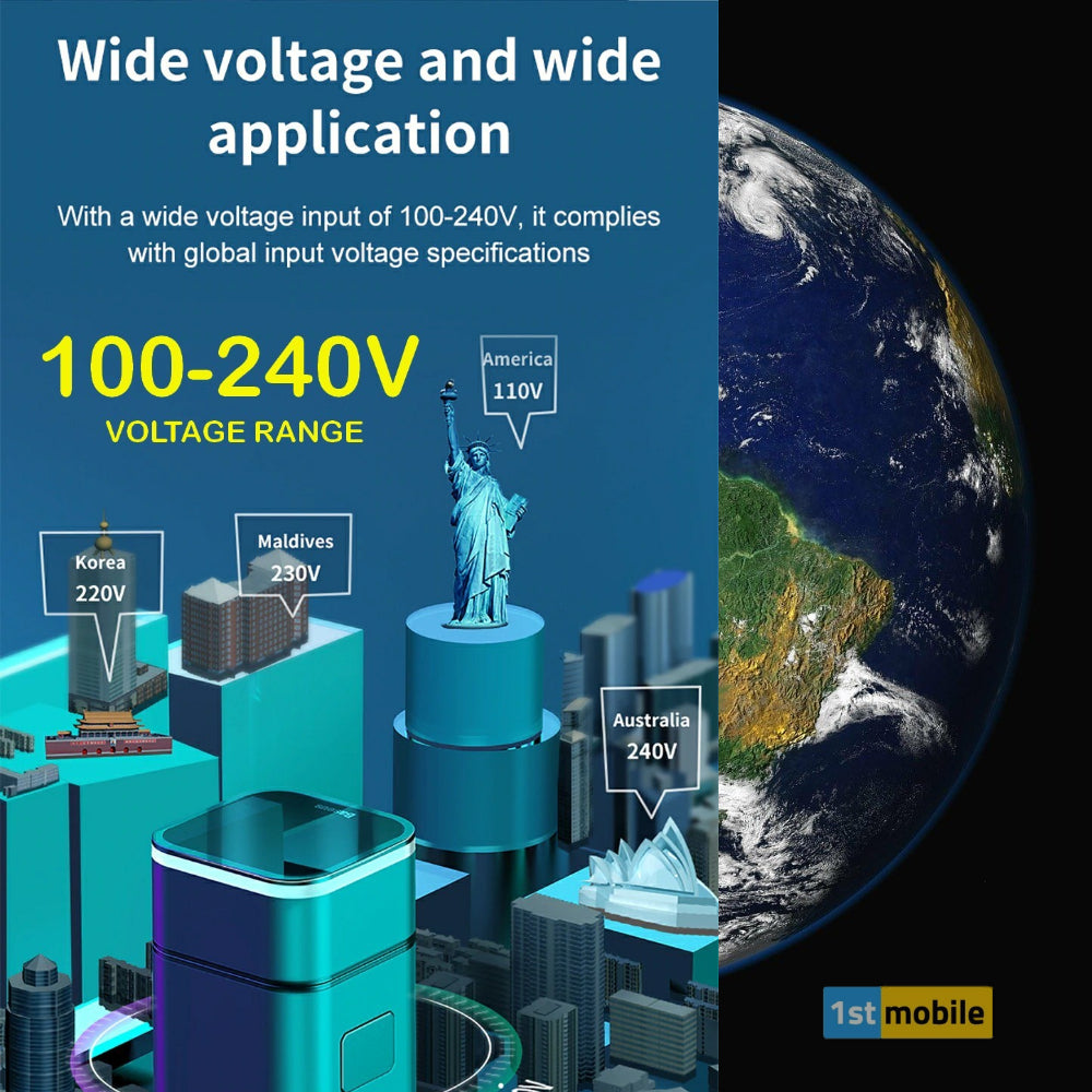 Dual Port USB & USB-C Travel Charger and Fused International Travel Adaptor UK-EU-USA-AUS - 1stMobile.UK