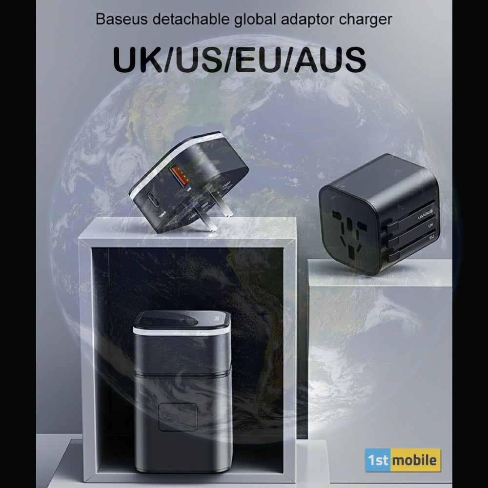 Dual Port USB & USB-C Travel Charger and Fused International Travel Adaptor UK-EU-USA-AUS - 1stMobile.UK