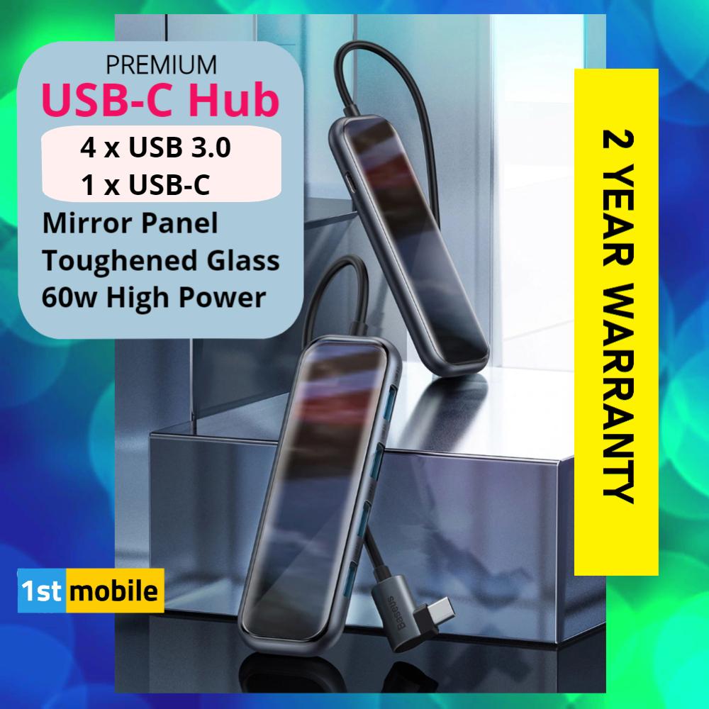 USB-C 4 Port Hub with 4 x USB3.0 Ports and 1 x USB-C powered port. - 1stMobile.UK