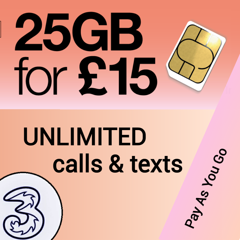 Three (3) Network Pay As You Go sim cards - CHOOSE YOUR OWN GOLD NUMBER - List T3 - 1stMobile.UK