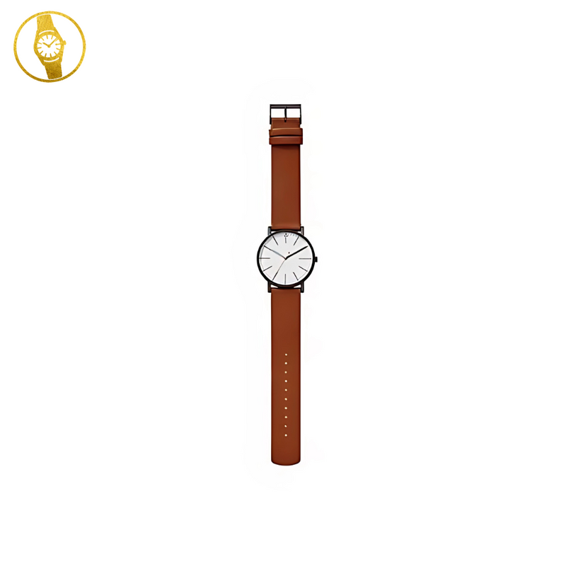 SKAGEN Signatur Mens White Minimalist Style watch, Brown Leather