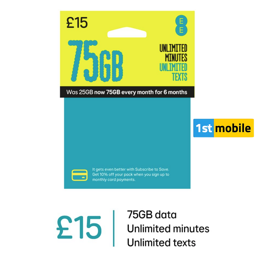 FREE EE UK Pay As You Go Sim Cards, EXTRA DATA FOR 6 MONTHS